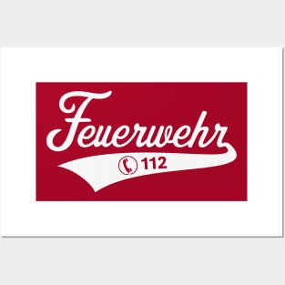 Feuerwehr Tel. 112 (Notruf / Feuerwehrmann / White) Posters and Art